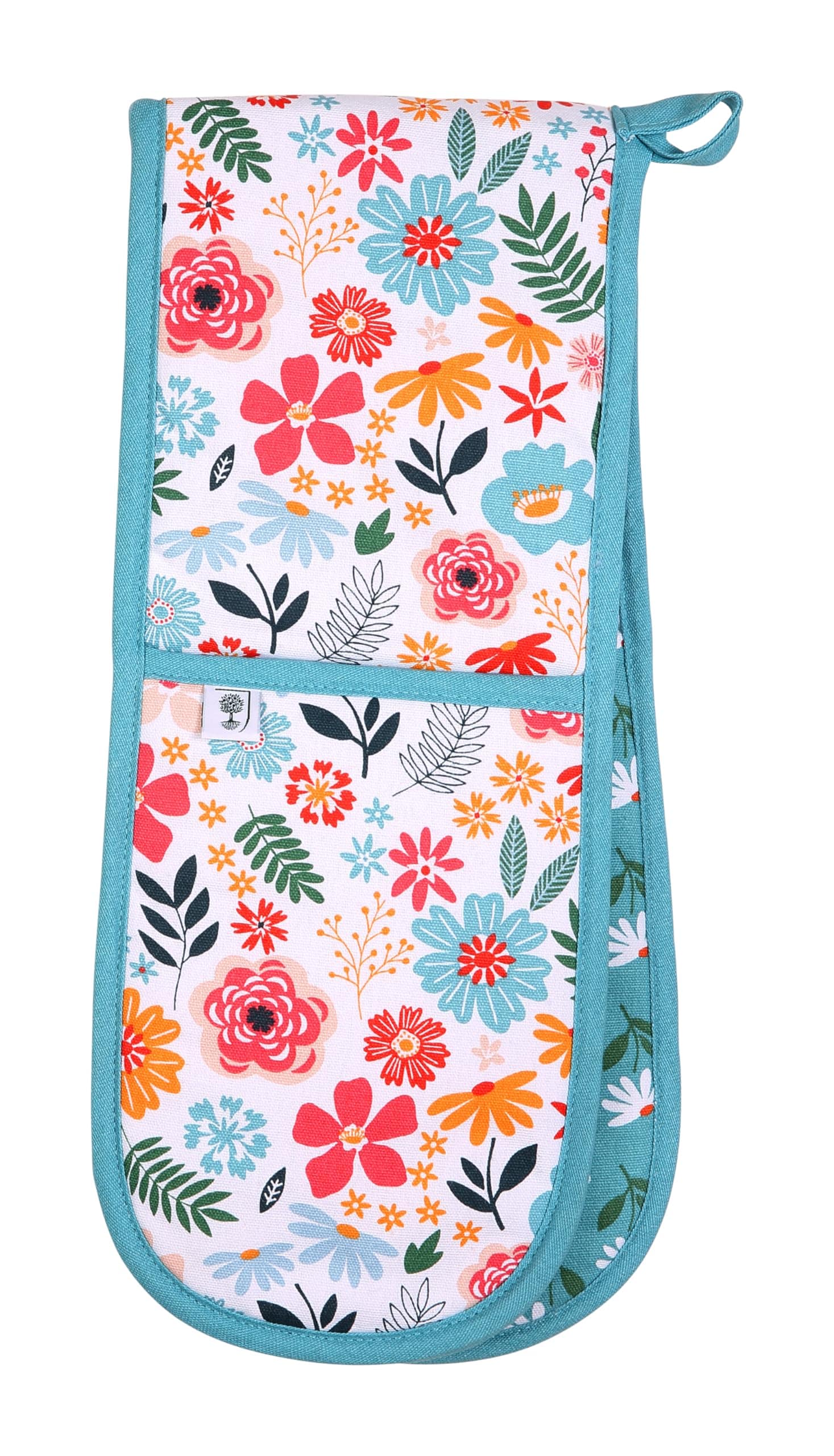 Cottage Garden Organic Cotton Double Oven Gloves - Multi