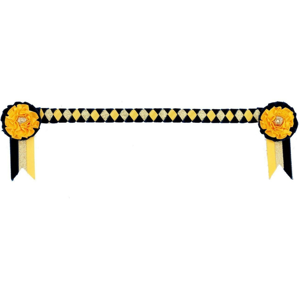 ShowQuest Newport Brow Band - Navy/Sunshine/Gold - Pony