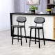 image 2 of HOMCOM Bar Stools Set of 2, Breakfast Bar Chairs, PU Leather Upholstered Kitchen Stools with Backs, Footrests and Solid Wood Legs, Black