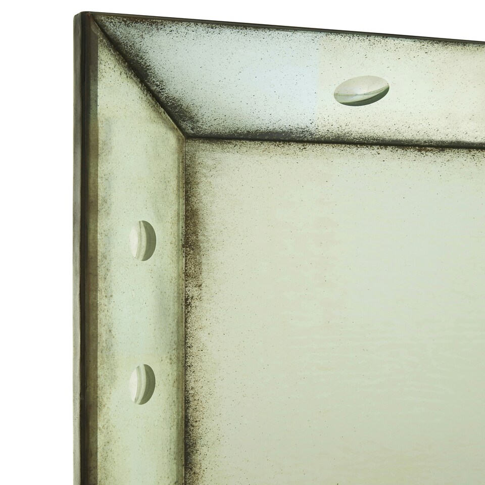image 1 of Interiors by Premier Large Bubble Effect Wall Mirror, Rectangular Hammered Frame Antique Glass Mirror, Bevelled Edge Wall Mirror Green