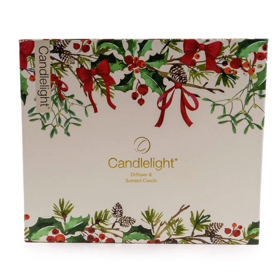 image 1 of Candlelight Christmas Mistletoe and Pine Reed Diffuser & Scented Candle Gift Set