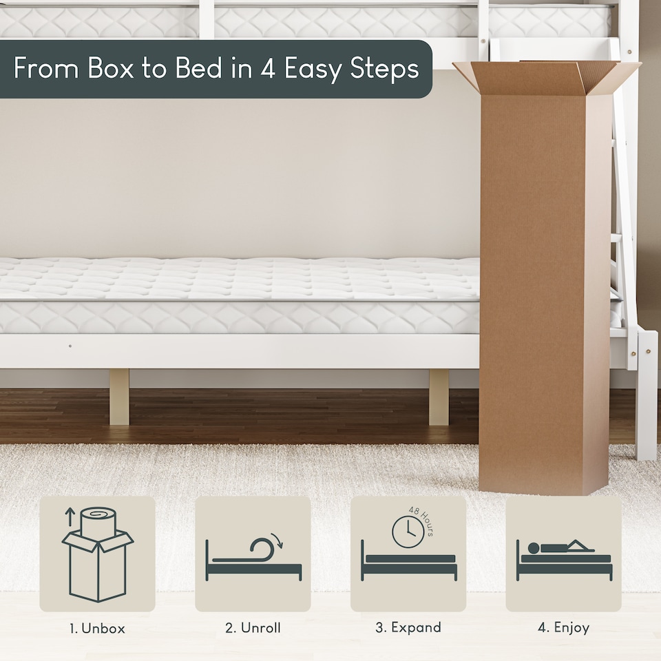 image 1 of Vida Designs Kids Bunk Bed Double Soft Foam Mattress - H 10 x W 135 x D 190 cm