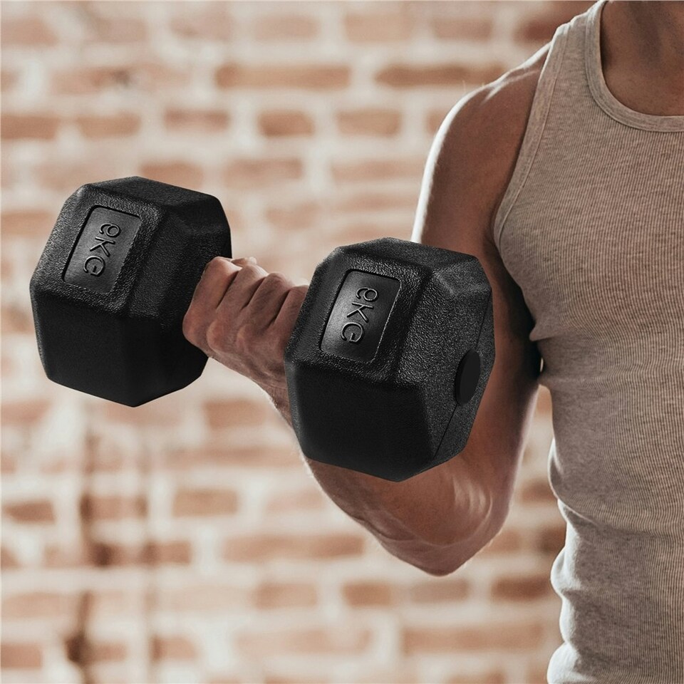 image 1 of Yaheetech 2x6kg (Sold in Pair) Hex Dumbbells Set Black