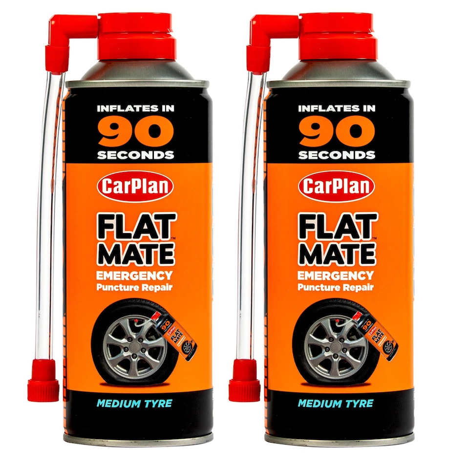 image 1 of CarPlan Flat Mate Tyre Inflator Emergency Puncture Repair 400ml x2 Treatment