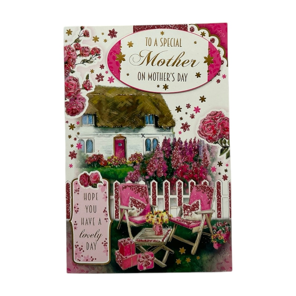 image 1 of To A Special Mother Beautiful House and Pink Flowers Design Mother's Day Card