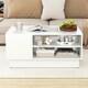 image 4 of COSTWAY Modern Coffee Table w/Storage Shelves White White