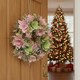 image 2 of Hanging Door Wreath Round Spring Easter Christmas Wall Decor Traditional Festive | Multi | Pink & Green Twigs | 34cm | 1
