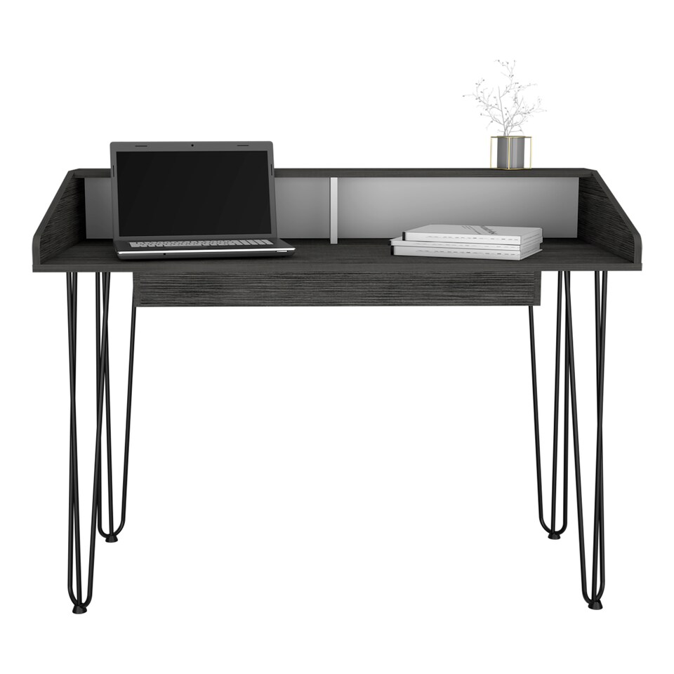 image 1 of Dallas Home Office Desk with Hairpin Legs - White Finish with Stylish Central American Design and Practical Workspace | White | White | One Size | 1