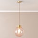 image 2 of ValueLights Frenchie Pink Glass Globe Brushed Gold Capped Ceiling Pendant Light | Gold