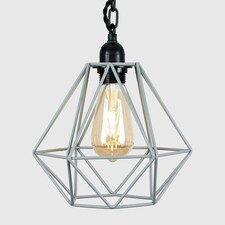 ValueLights Huber Black Steampunk Ceiling Light With Grey Wire Pendant Shade