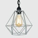 image 1 of ValueLights Huber Black Steampunk Ceiling Light With Grey Wire Pendant Shade