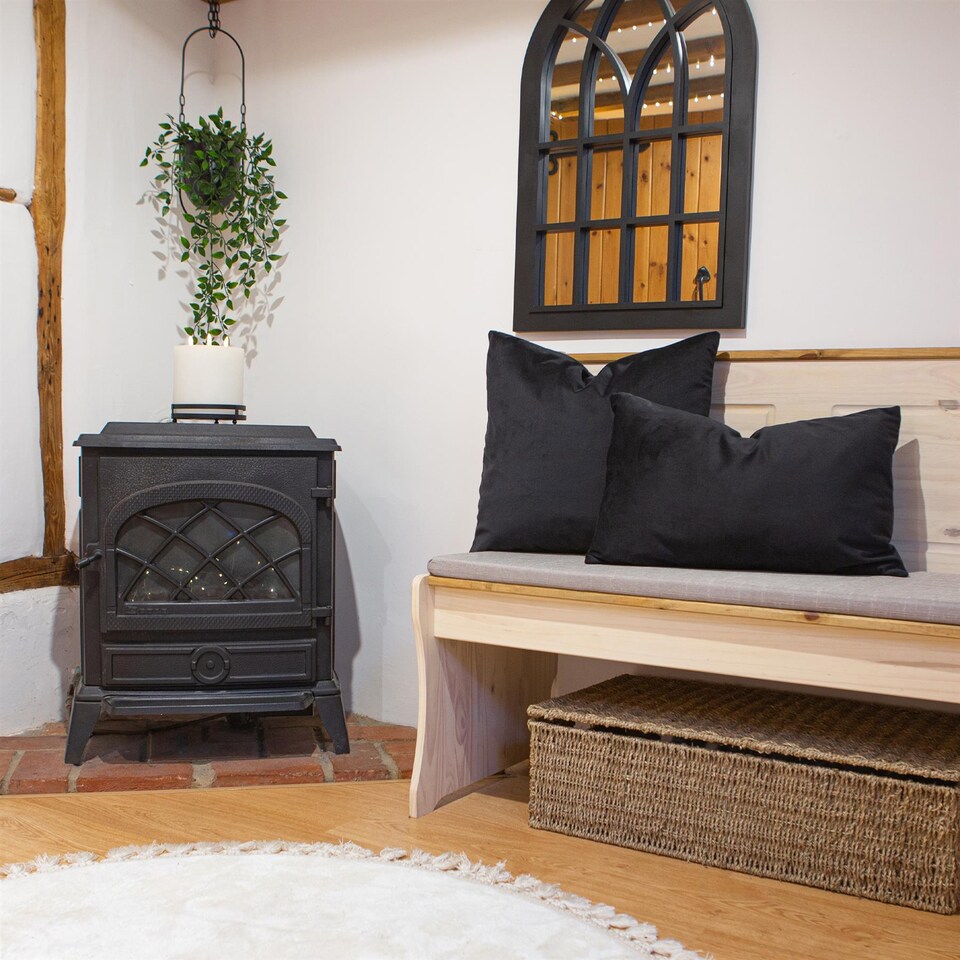 image 1 of Nicola Spring Rectangle Velvet Cushions - 60cm x 40cm - Black - Pack of 2 | Black | Black