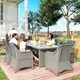 image 6 of Outsunny 6 Seater Rattan Dining Set with Glass Top Table and Cushions, Grey