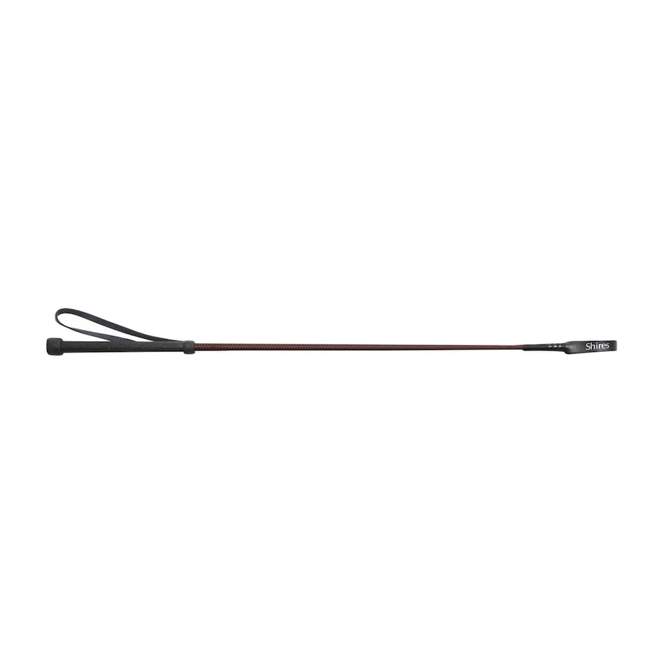 image 1 of Shires Childrens/Kids Thread Stem Leather Horse Riding Whip - Brown - 24in