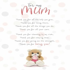 Stuffed with Love, Mum Birthday Card, "For My Mum, Thank You For All The Help You Give" Birthday Card Mum