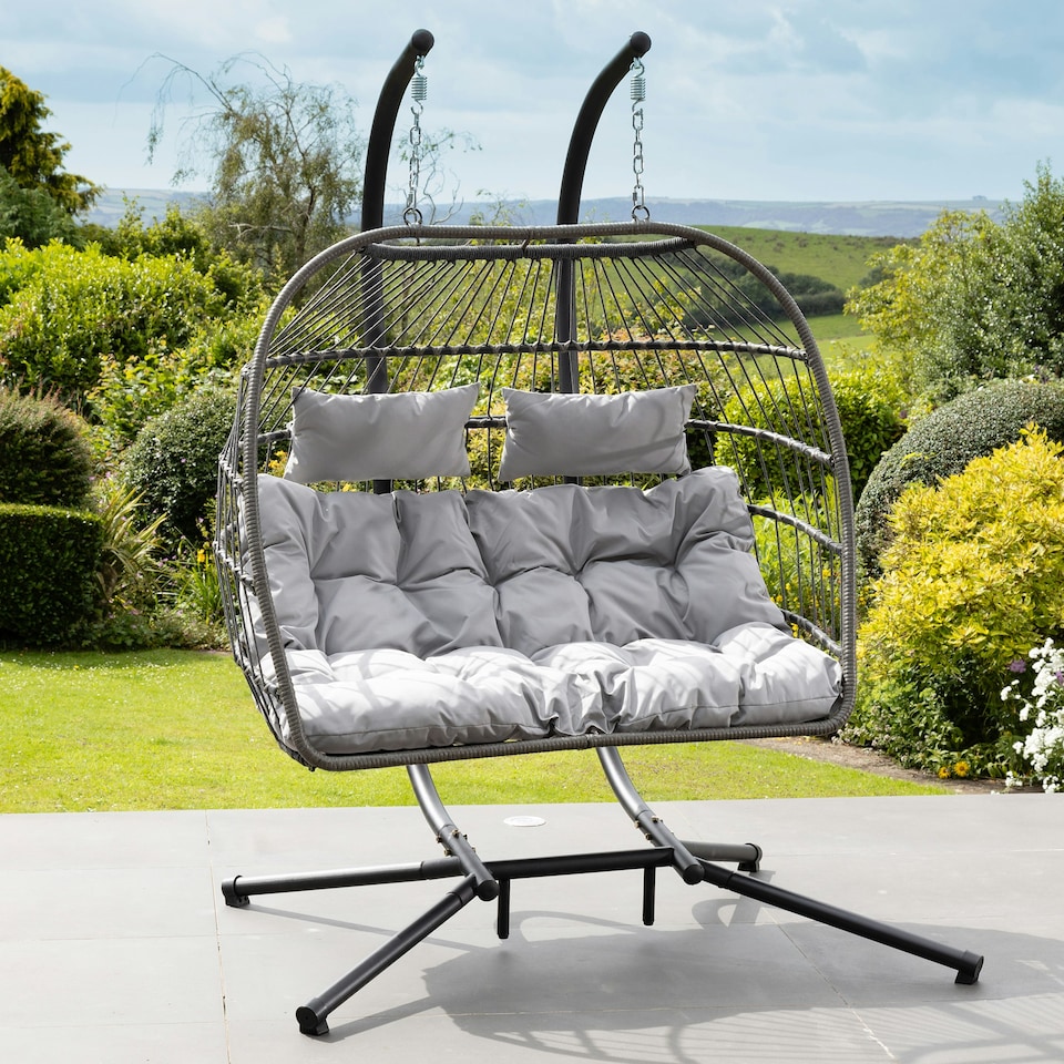 image 1 of Haversham Swinging Double Garden Seat - Light Grey
