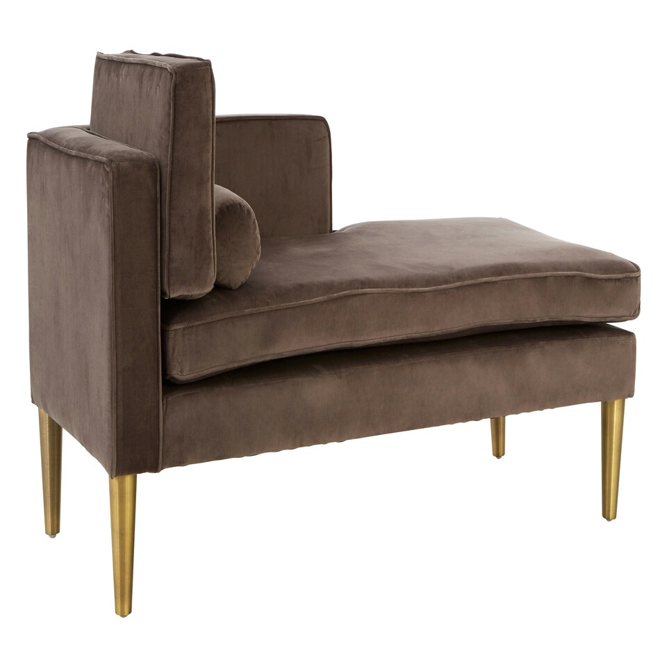 image 1 of Interiors by Premier Grey Velvet and Left Arm Chaise Longue, Comfortable Upholstered Arm Chaise Lounge for Home, Office