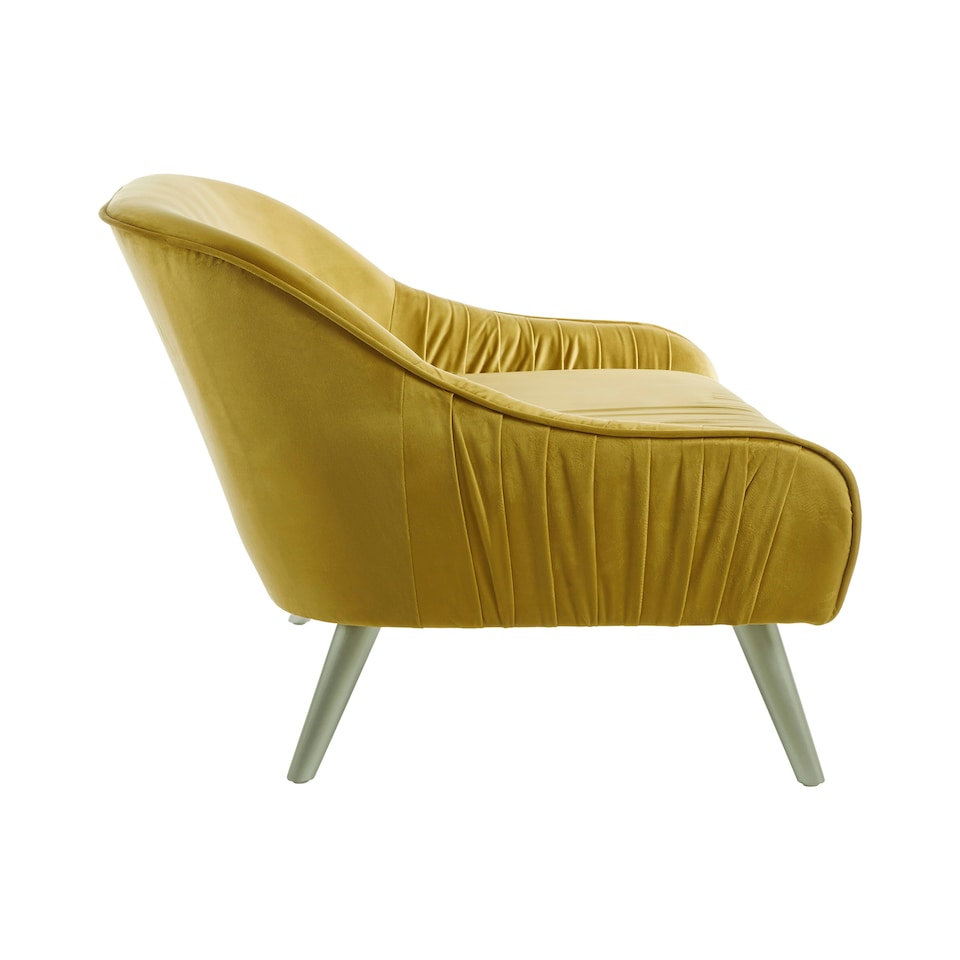 image 1 of Interiors by Premier Mustard Velvet Sofa with Silver Wood Legs, Easy to Maintain Mustard Corner Sofa, Stain-Resistant Dinner Sofa
