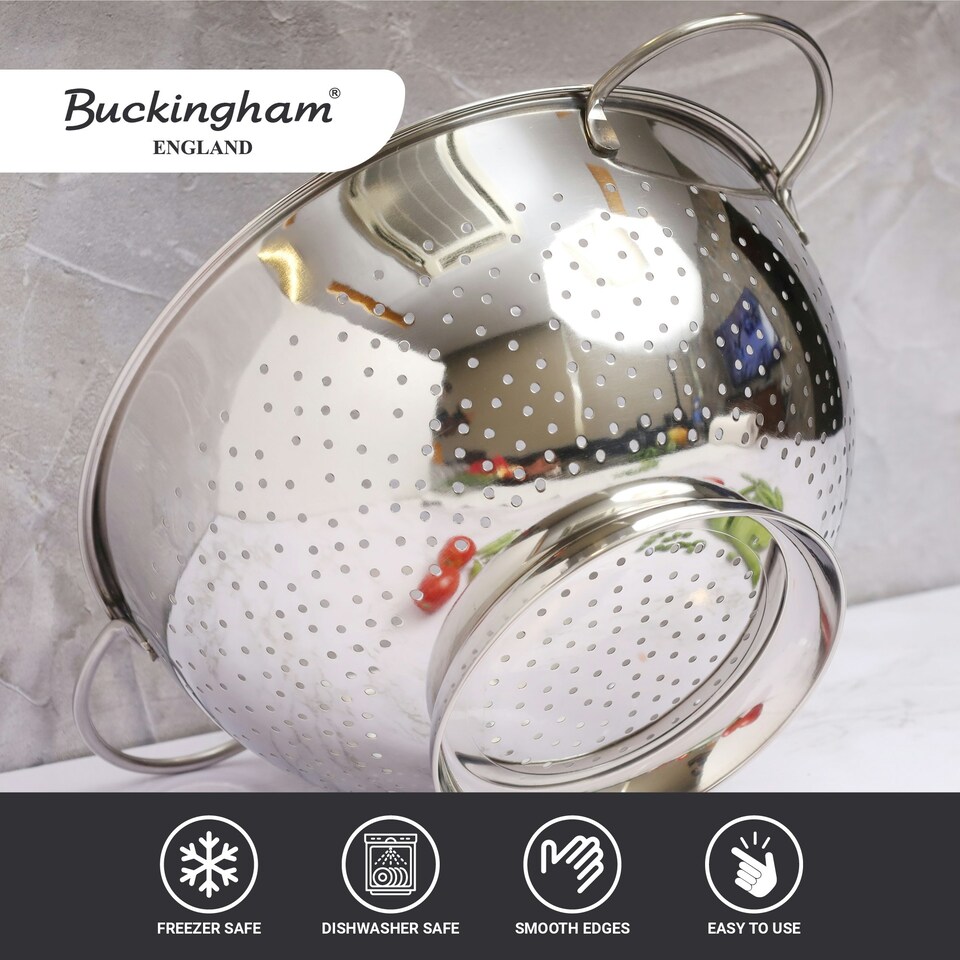 image 1 of Buckingham Hemisphere Colander / Strainer Stainless Steel 5 Litre / 27 cm