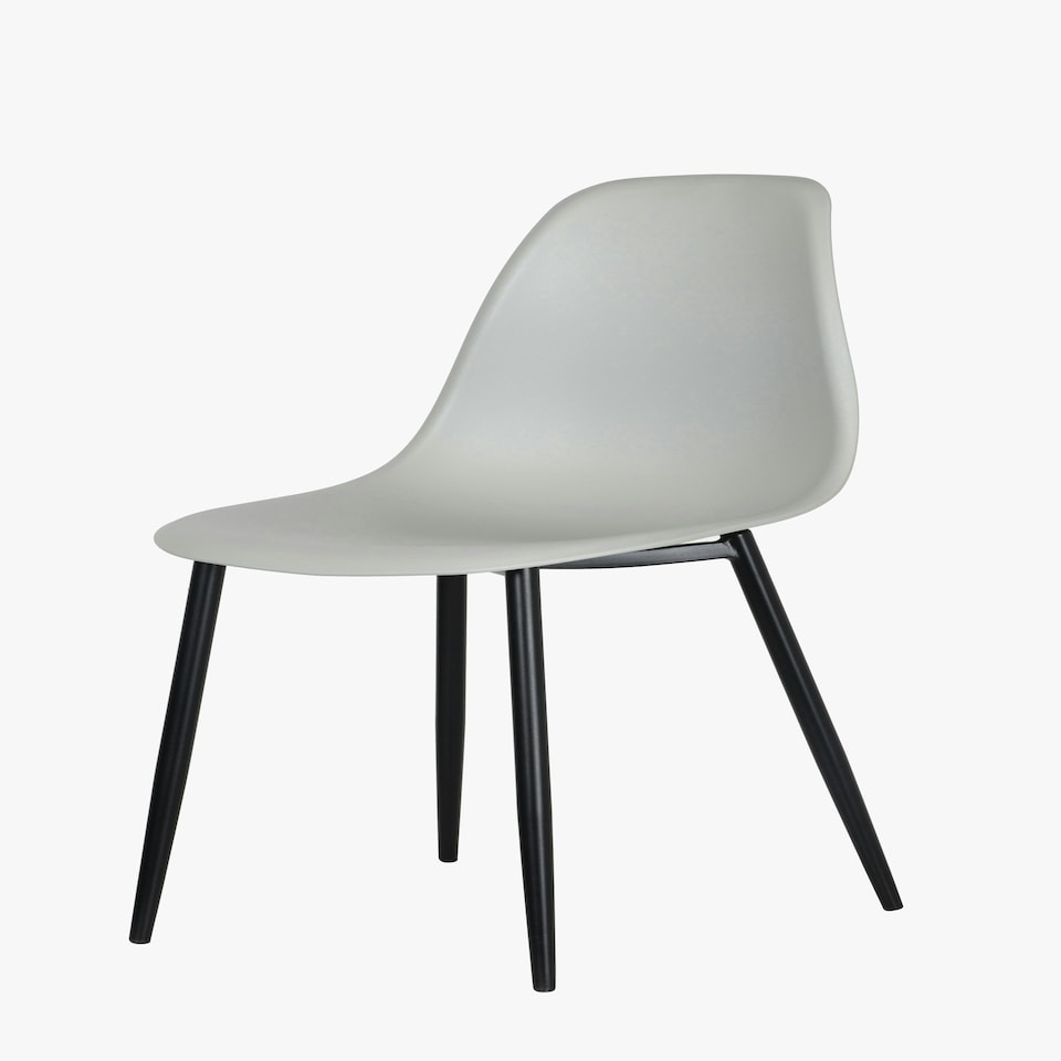 image 1 of Core Products Pair of Aspen Grey Curve Plastic Chairs - Black Metal Legs Grey