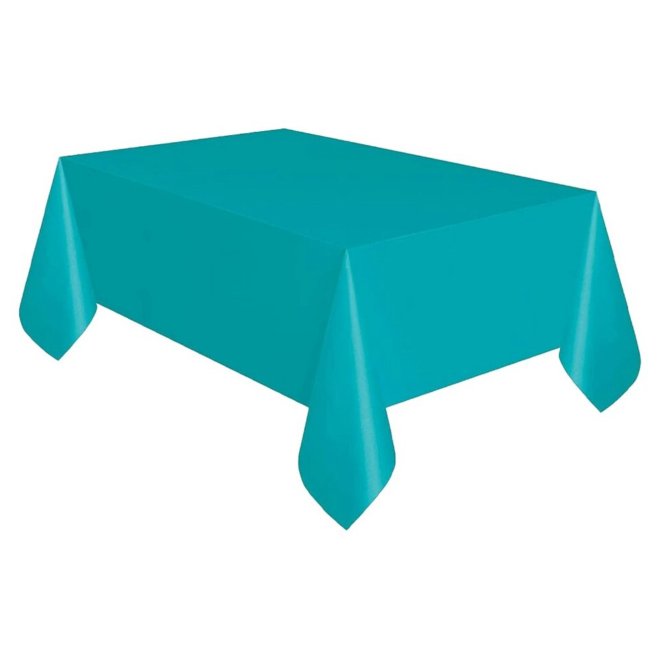 Unique Party Foldable Plastic Rectangular Party Table Cover - Caribbean Blue - One Size
