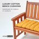 image 2 of Homescapes Garden Bench Cushion Luxury 3 Seater 100% Cotton Indoor Outdoor Seat Pad Yellow | 143 x 48 cm