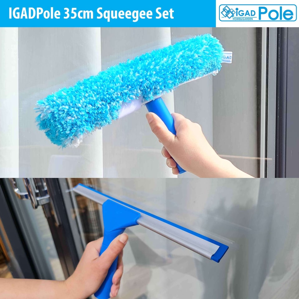 image 1 of IGADPole 14 inch(35cm) Professional Window Cleaning Set - Squeegee & Microfiber Window Scrubber