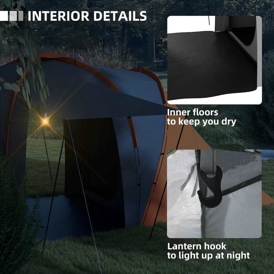 image 1 of Outsunny 4-6 Man Camping Tent with 2 Bedroom and Living Area