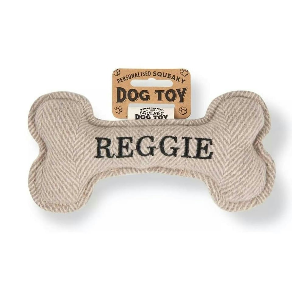 image 1 of History & Heraldry Pre-Personalised Squeaky Bone Dog Toy - Reggie