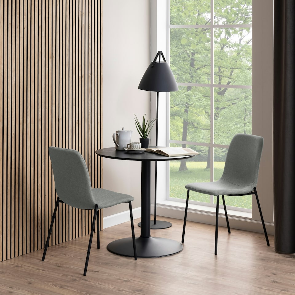 image 1 of Ibiza Small Round CafÃƒÂ© Table with Black Ash Top and Matt Black Base