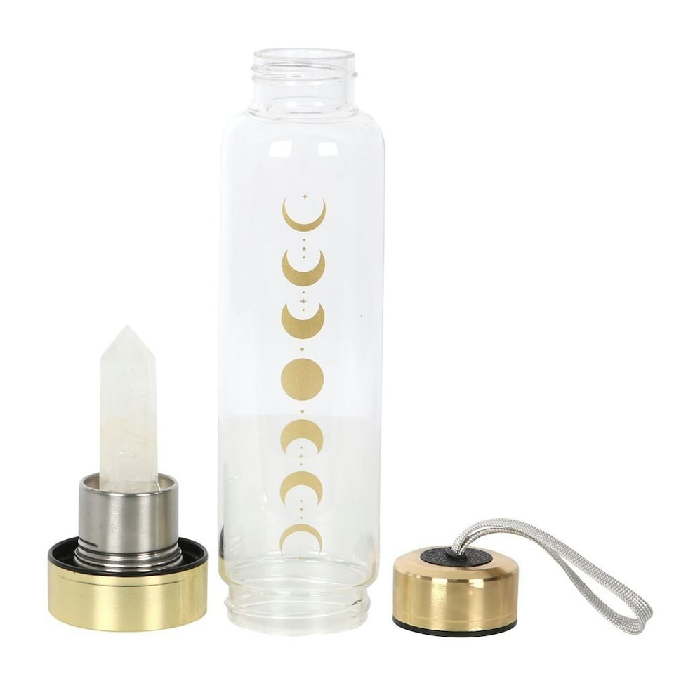 image 1 of Something Different Moon Phases Quartz Water Bottle - Clear/Gold - One Size