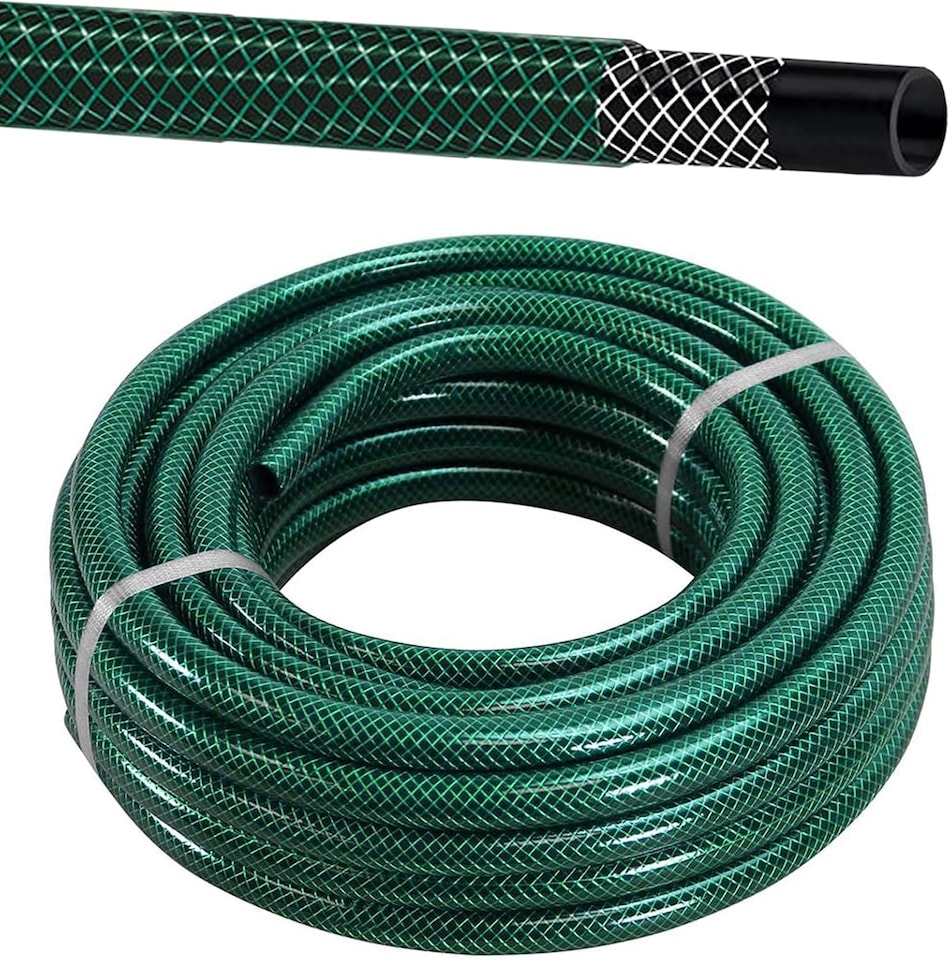 image 1 of 100m Reinforced Garden Hose Pipe Heavy Duty PVC Braided 3 Layer Water Hose Kink Free, Leakproof & Burst Resistant Hosepipe Reel