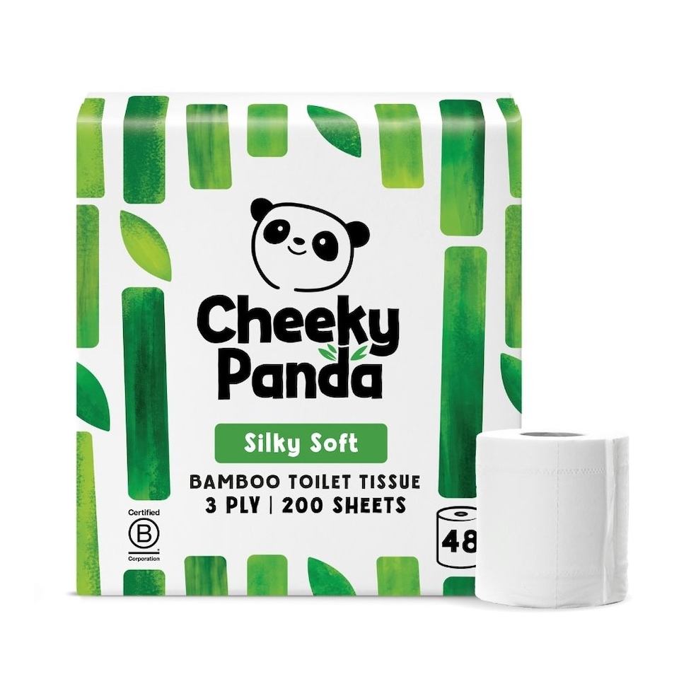 image 1 of Cheeky Panda Classic Bamboo Toilet Paper 48 rolls 200 sheet 3 ply sheets | White | 48 Rolls Unwrapped | 48