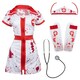 image 1 of Bloody Nurse Costume - with Stockings & Stethoscope Red | L