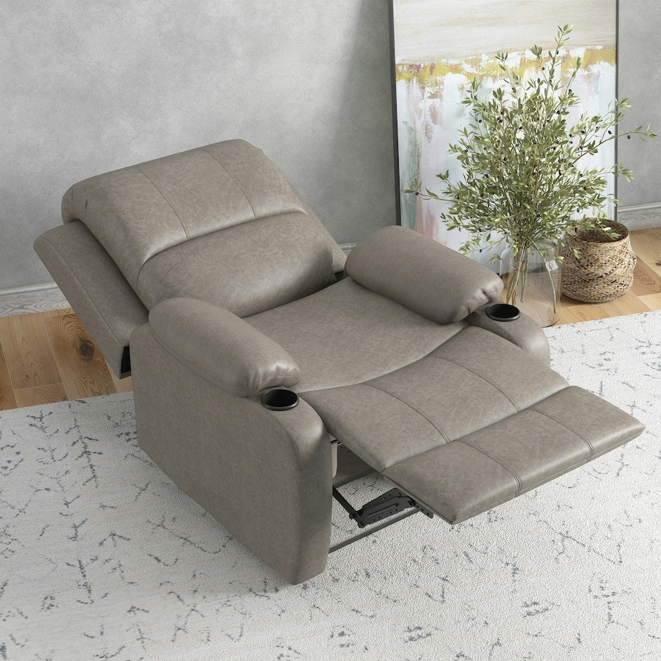 image 1 of HOMCOM Recliner Armchair for Living Room, Recliner Chair with Cup Holder