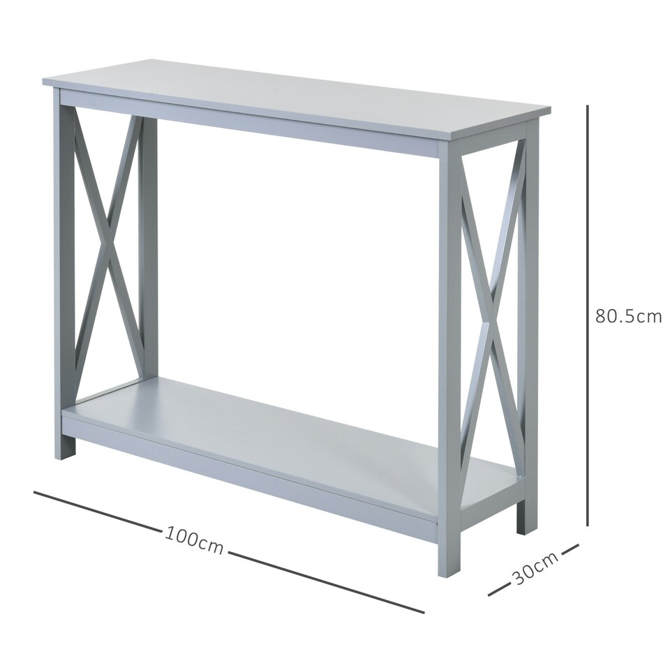 image 1 of HOMCOM Wooden Console Table Storage Drawer Shelf Entryway Grey | Grey
