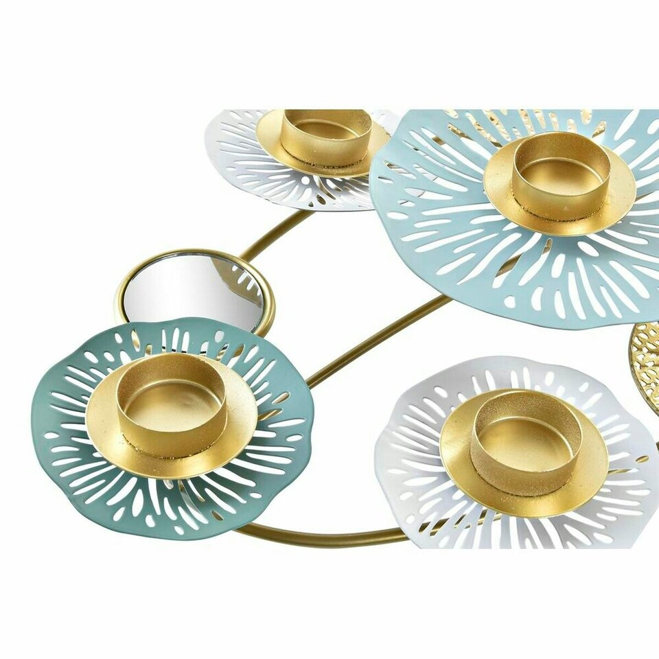 image 1 of Candle Holder DKD Home Decor Mirror Golden Metal Mint Waterlily (54 x 33 x 8 cm) N/A