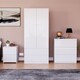 image 1 of Vida Designs Glinton 3 Piece FSC Certified Bedroom Set (2 Drawer Bedside Chest, 3 Drawer Chest, 2 Door 2 Drawer Wardrobe), White White | White