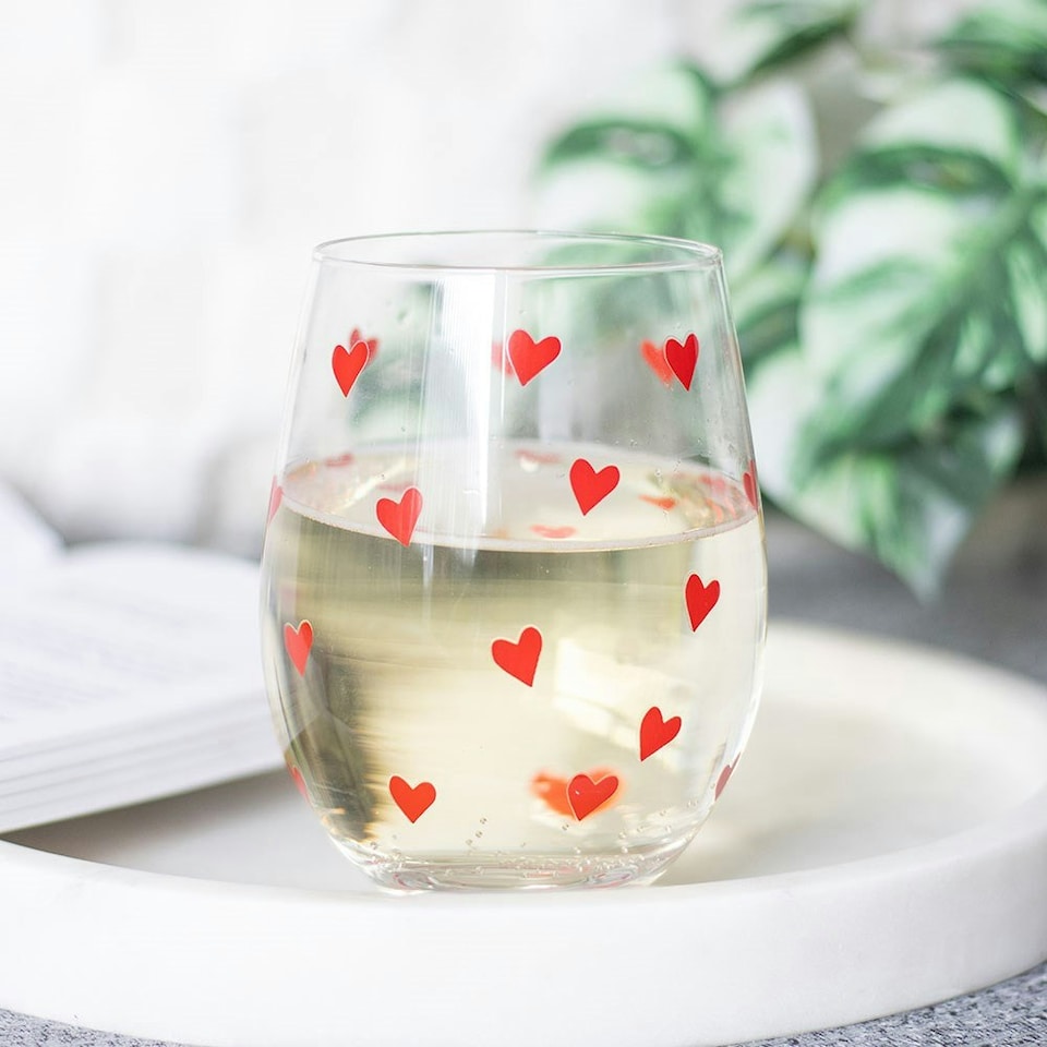 image 1 of Heart Print Stemless Glass