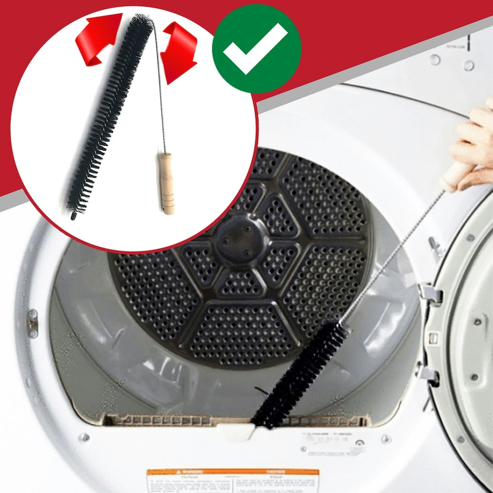 image 1 of SPARES2GO Long Reach Cleaning Brush Radiator Washing Machine Tumble Dryer Lint Dust Tool