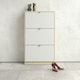 image 5 of Shoes Shoe Cabinet 3 Flip Down Doors and 2 layers Oak structure White