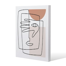line drawing of face and hand (Canvas Print) 152 x 101 x 4cm