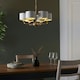 image 4 of Highclere Multi Arm Shade Pendant Ceiling Lamp, Antique Brass Plate, Vintage White Fabric