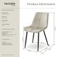 image 6 of Dining Chair Monroe - padded, velvet look, ergonomic seat, black steel legs - Set of 4 Cream