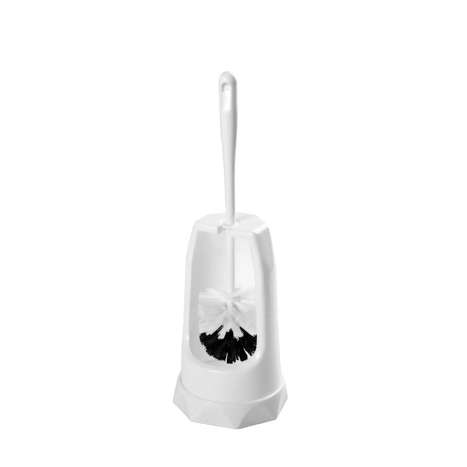 SupaHome Semi Enclosed Toilet Brush & Holder - White - One Size