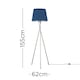 image 6 of ValueLights Camden Brushed Chrome Tripod Floor Lamp Navy Taper Shade | Blue