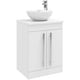 image 1 of Bathroom 2-Door Floor Standing Vanity Unit with Sit-On Basin and Worktop 600mm Wide - White  - Brassware Not Included | White | White | 1