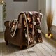 image 1 of Woodland Wildlife Forest Animal Flannel Throw with Sherpa Back – 140x180cm Red | Wine