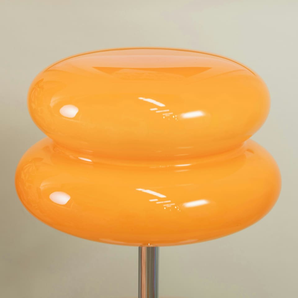 image 1 of ValueLights Travis Dimmable Plated Orange Table Lamp with Orange Dome Shade and Integrated LED 2W White Mix 3000K Bulb