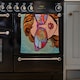 image 2 of Woman with sunglasses. Fast food and sweets in the reflection (Kitchen Towel)